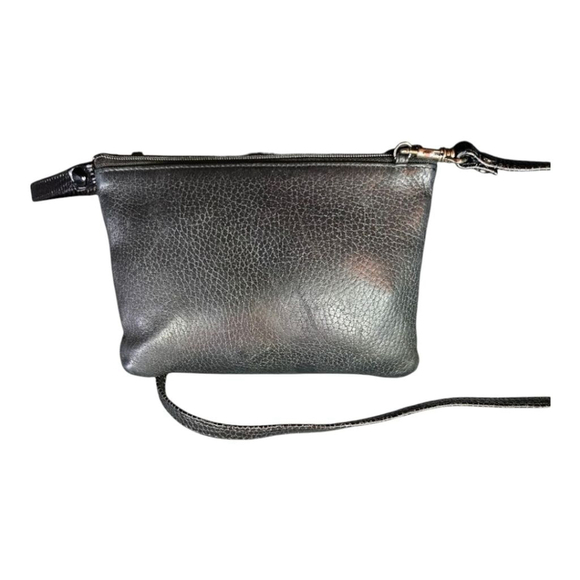 Brighton One Size Black Brown Croc Embossed Leather Crossbody Bag - Picture 4 of 13